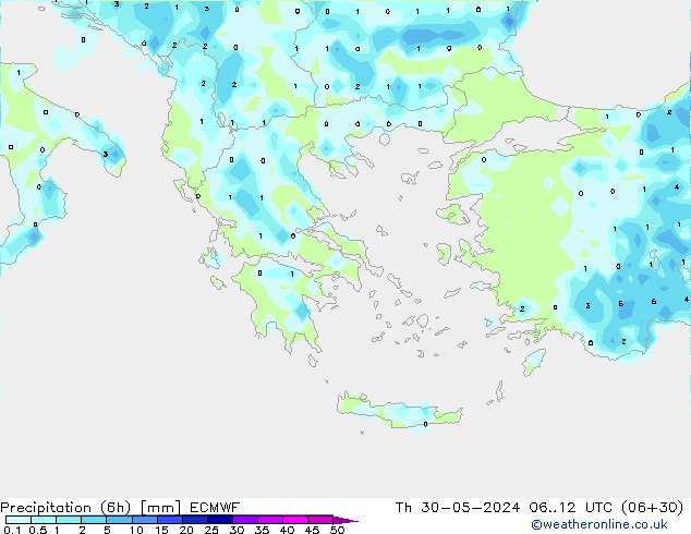 Z500/Rain (+SLP)/Z850 ECMWF чт 30.05.2024 12 UTC