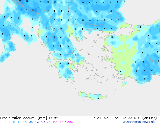 Precipitation accum. ECMWF Fr 31.05.2024 15 UTC