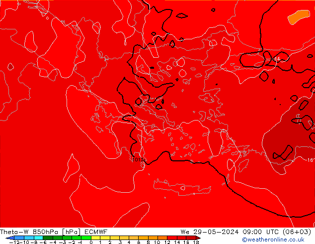 Theta-W 850hPa ECMWF We 29.05.2024 09 UTC