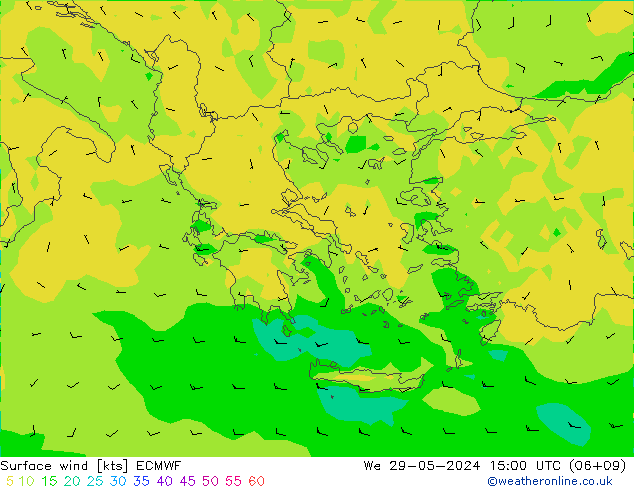 Surface wind ECMWF We 29.05.2024 15 UTC