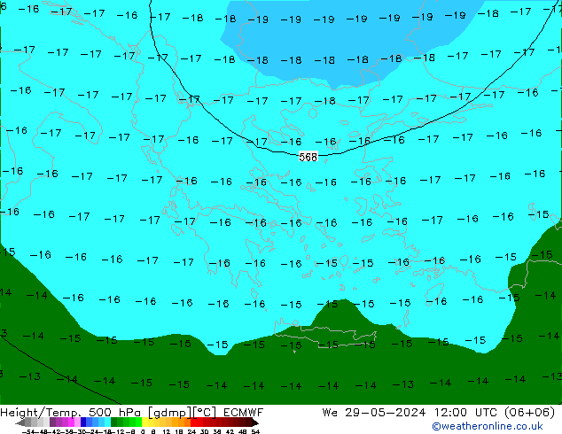 Z500/Rain (+SLP)/Z850 ECMWF We 29.05.2024 12 UTC