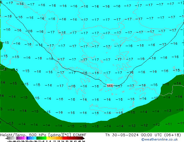 Z500/Rain (+SLP)/Z850 ECMWF  30.05.2024 00 UTC