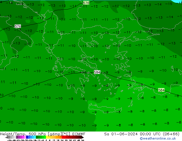 Z500/Rain (+SLP)/Z850 ECMWF So 01.06.2024 00 UTC