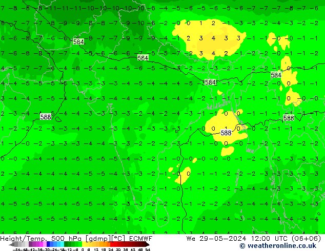 Z500/Rain (+SLP)/Z850 ECMWF We 29.05.2024 12 UTC