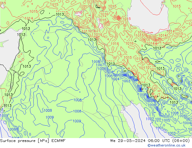 Luchtdruk (Grond) ECMWF wo 29.05.2024 06 UTC