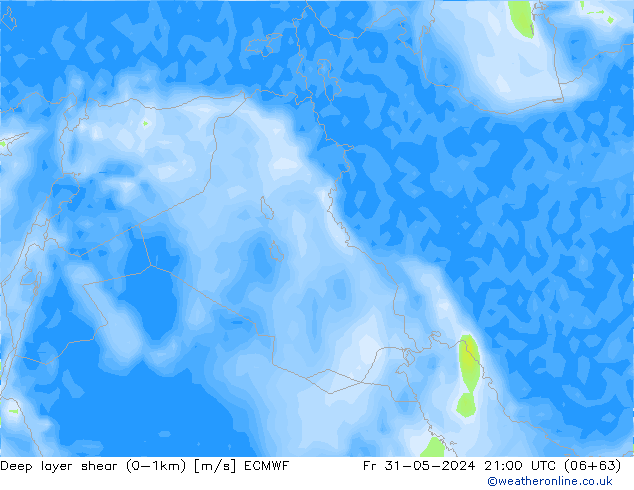 Deep layer shear (0-1km) ECMWF Fr 31.05.2024 21 UTC