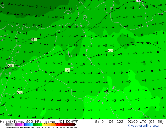 Z500/Rain (+SLP)/Z850 ECMWF So 01.06.2024 00 UTC