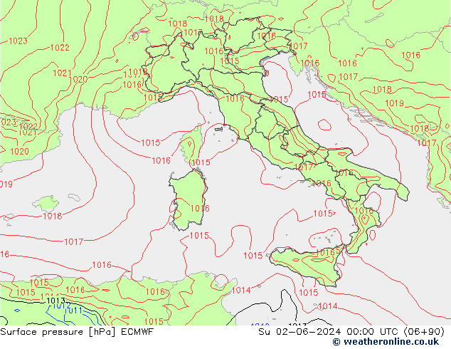 приземное давление ECMWF Вс 02.06.2024 00 UTC