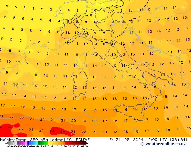 Z500/Rain (+SLP)/Z850 ECMWF  31.05.2024 12 UTC