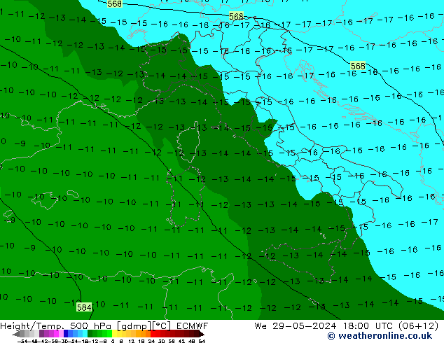 Z500/Rain (+SLP)/Z850 ECMWF We 29.05.2024 18 UTC