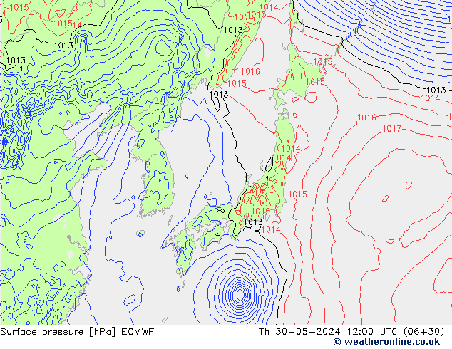 Luchtdruk (Grond) ECMWF do 30.05.2024 12 UTC