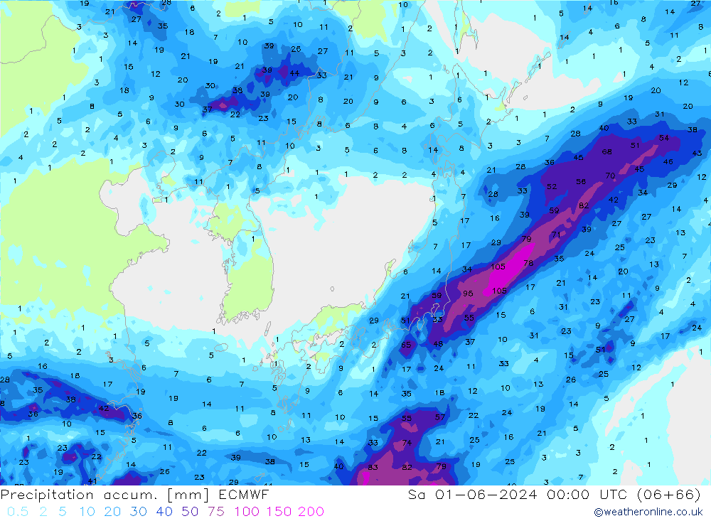 Totale neerslag ECMWF za 01.06.2024 00 UTC