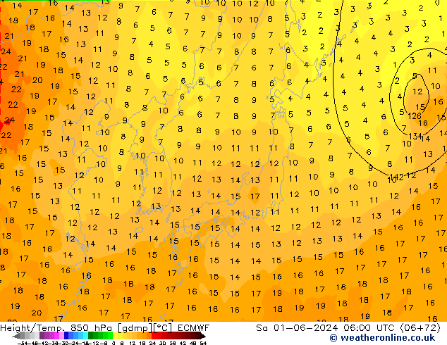 Z500/Rain (+SLP)/Z850 ECMWF Sa 01.06.2024 06 UTC