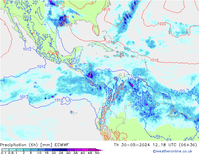 Z500/Rain (+SLP)/Z850 ECMWF Qui 30.05.2024 18 UTC