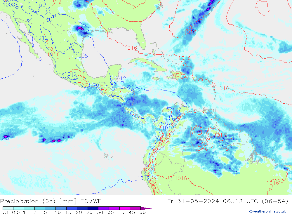 Z500/Rain (+SLP)/Z850 ECMWF Fr 31.05.2024 12 UTC