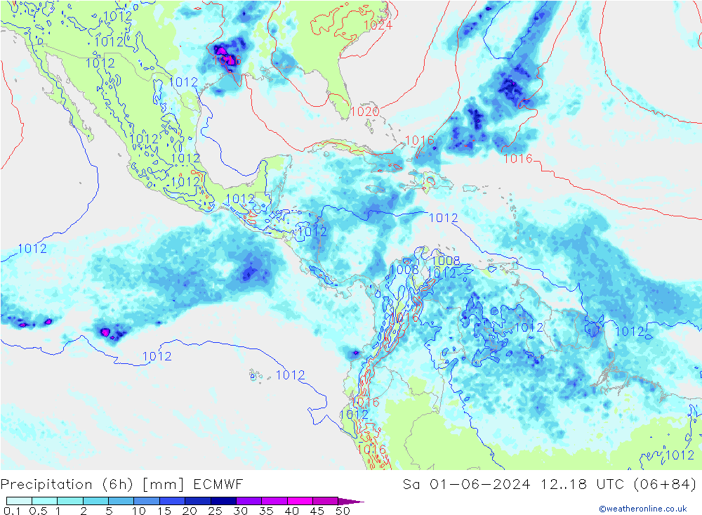 Yağış (6h) ECMWF Cts 01.06.2024 18 UTC