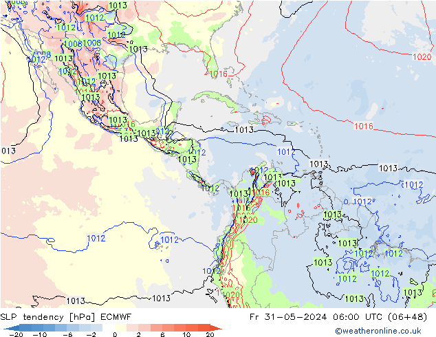 Drucktendenz ECMWF Fr 31.05.2024 06 UTC