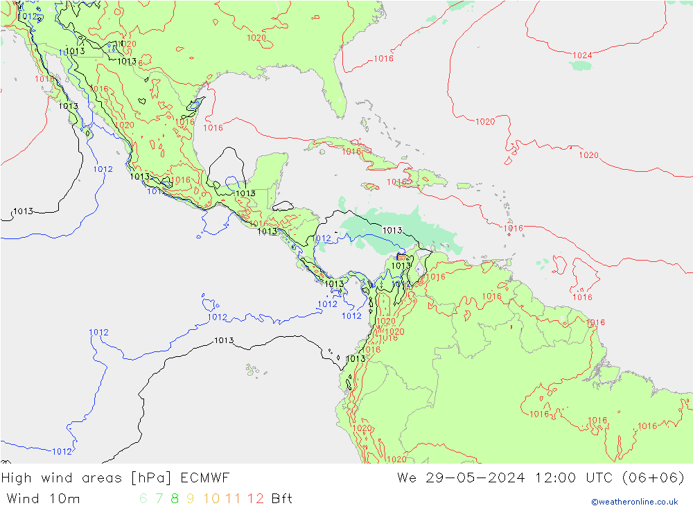 yüksek rüzgarlı alanlar ECMWF Çar 29.05.2024 12 UTC