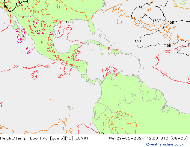 Z500/Rain (+SLP)/Z850 ECMWF Qua 29.05.2024 12 UTC