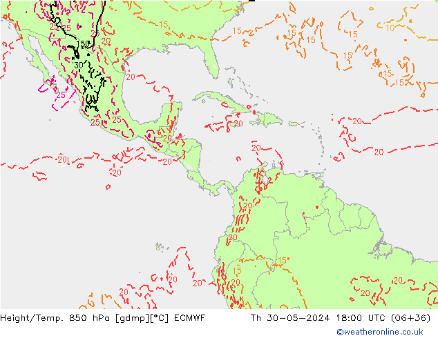 Z500/Rain (+SLP)/Z850 ECMWF Qui 30.05.2024 18 UTC