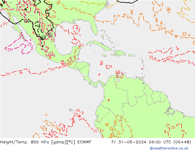 Z500/Regen(+SLP)/Z850 ECMWF vr 31.05.2024 06 UTC