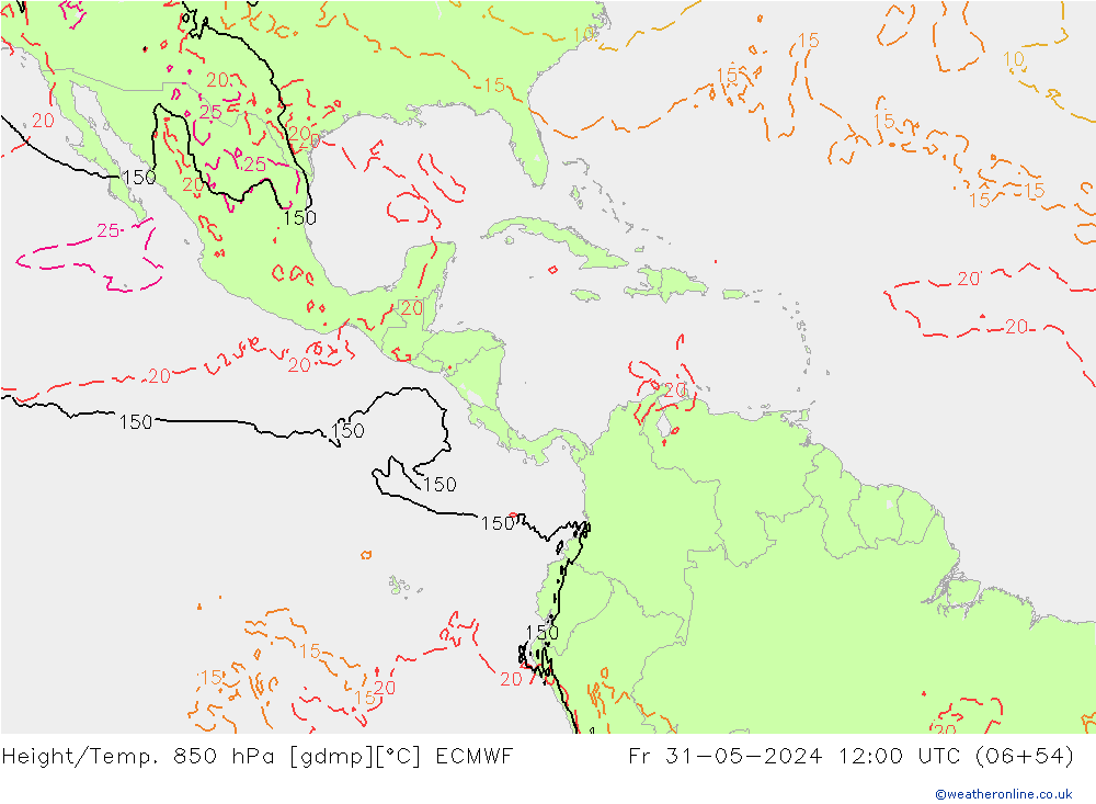 Z500/Rain (+SLP)/Z850 ECMWF Fr 31.05.2024 12 UTC