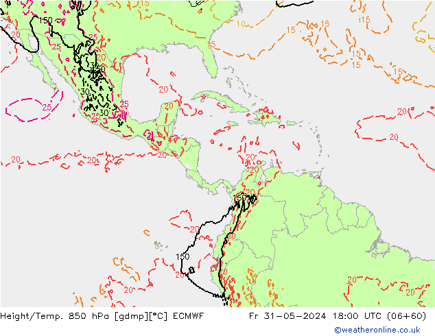 Z500/Rain (+SLP)/Z850 ECMWF Pá 31.05.2024 18 UTC