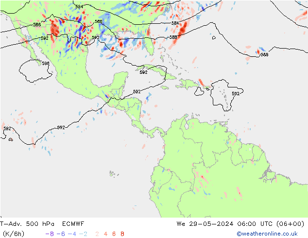 T-Adv. 500 hPa ECMWF Qua 29.05.2024 06 UTC