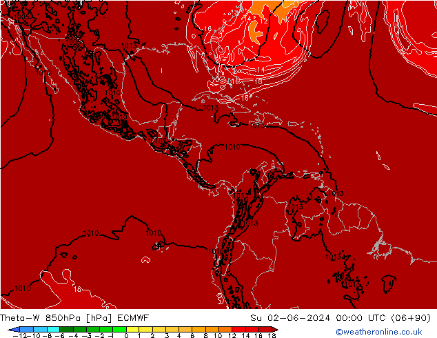 Theta-W 850hPa ECMWF So 02.06.2024 00 UTC