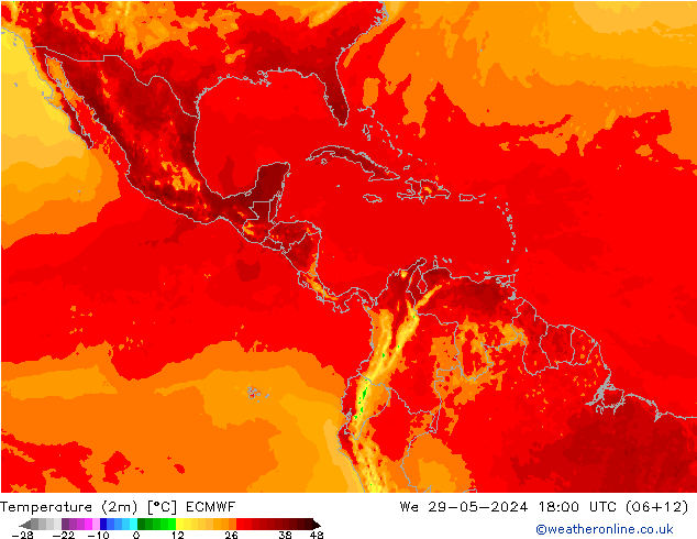 Sıcaklık Haritası (2m) ECMWF Çar 29.05.2024 18 UTC