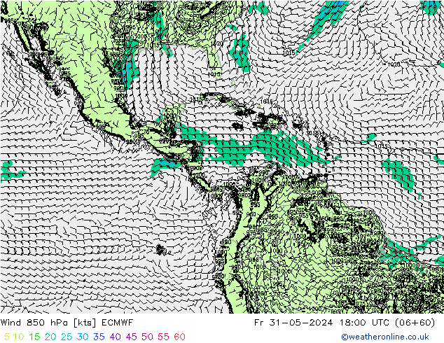 Wind 850 hPa ECMWF Fr 31.05.2024 18 UTC