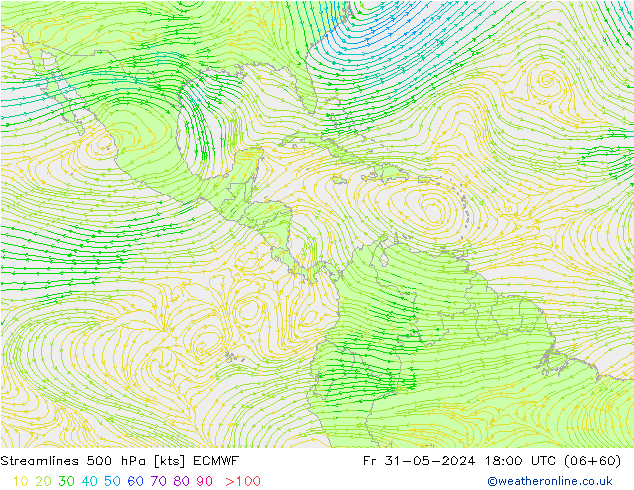 ветер 500 гПа ECMWF пт 31.05.2024 18 UTC