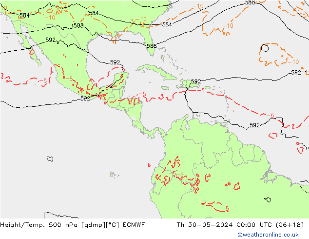 Z500/Rain (+SLP)/Z850 ECMWF чт 30.05.2024 00 UTC