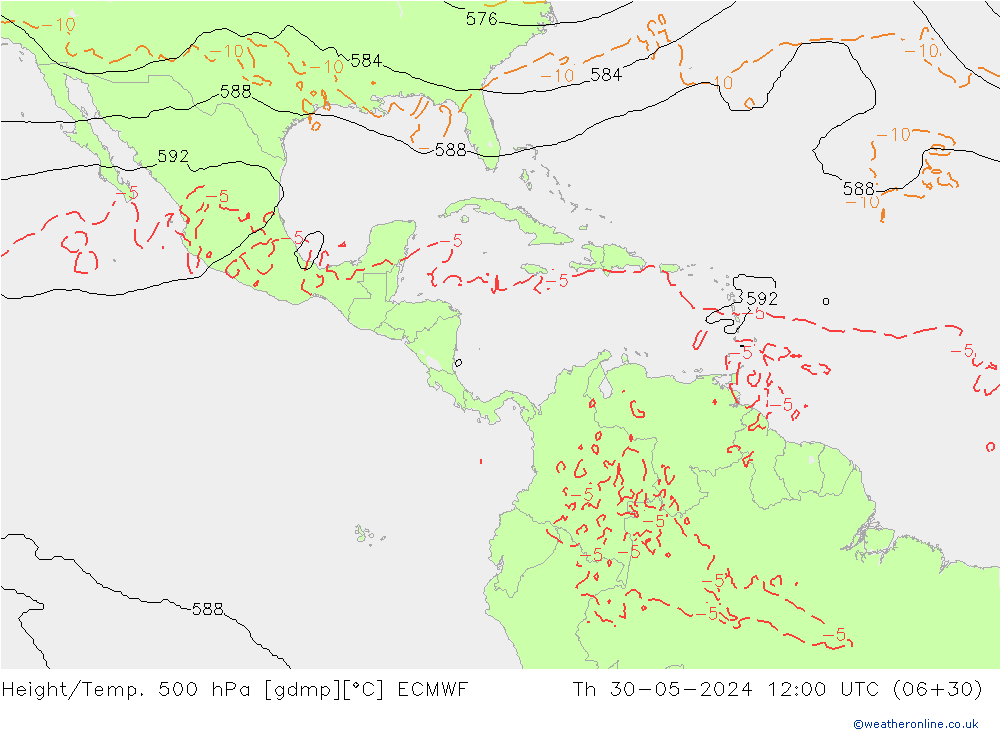 Z500/Rain (+SLP)/Z850 ECMWF Qui 30.05.2024 12 UTC