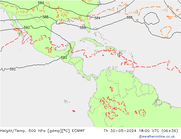 Z500/Rain (+SLP)/Z850 ECMWF Qui 30.05.2024 18 UTC