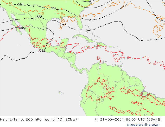 Z500/Regen(+SLP)/Z850 ECMWF vr 31.05.2024 06 UTC