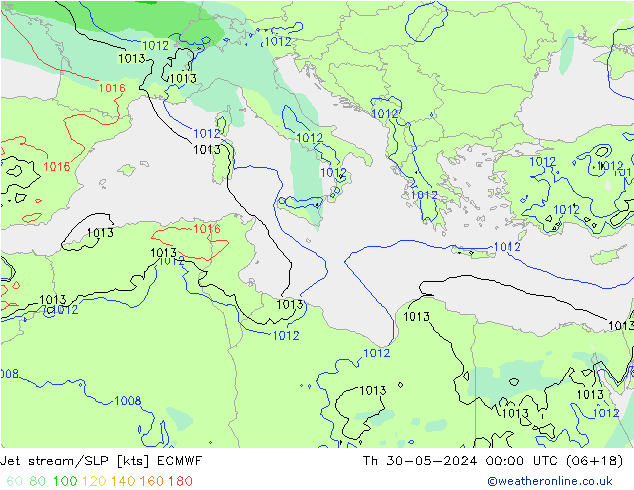 Jet stream ECMWF Qui 30.05.2024 00 UTC