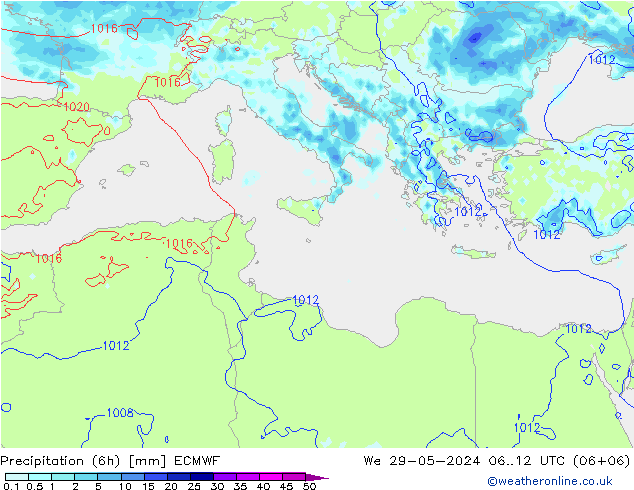 Z500/Rain (+SLP)/Z850 ECMWF mer 29.05.2024 12 UTC