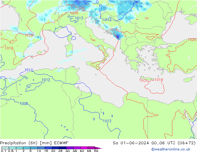 Z500/Rain (+SLP)/Z850 ECMWF sáb 01.06.2024 06 UTC