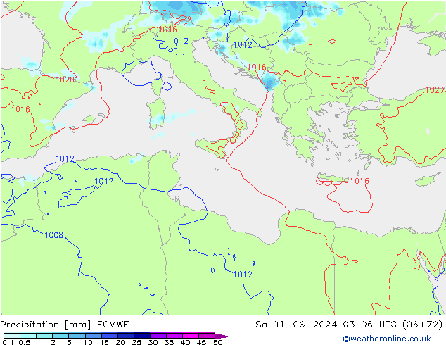 Precipitazione ECMWF sab 01.06.2024 06 UTC