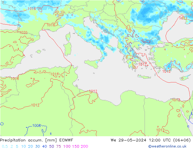 Precipitation accum. ECMWF St 29.05.2024 12 UTC