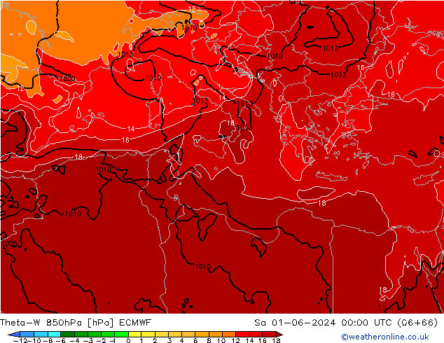 Theta-W 850hPa ECMWF Sáb 01.06.2024 00 UTC