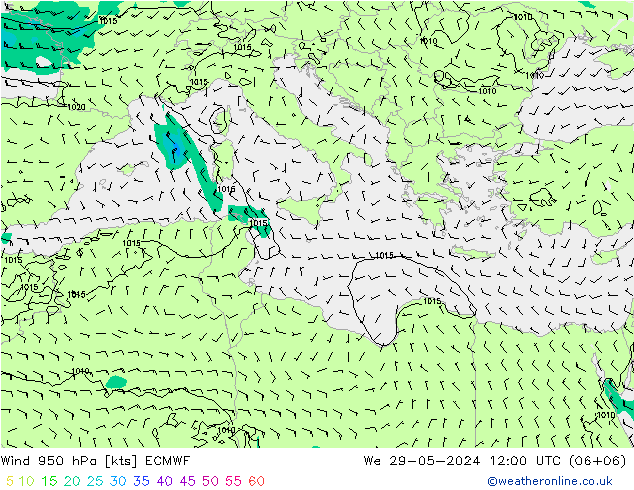 Vento 950 hPa ECMWF Qua 29.05.2024 12 UTC