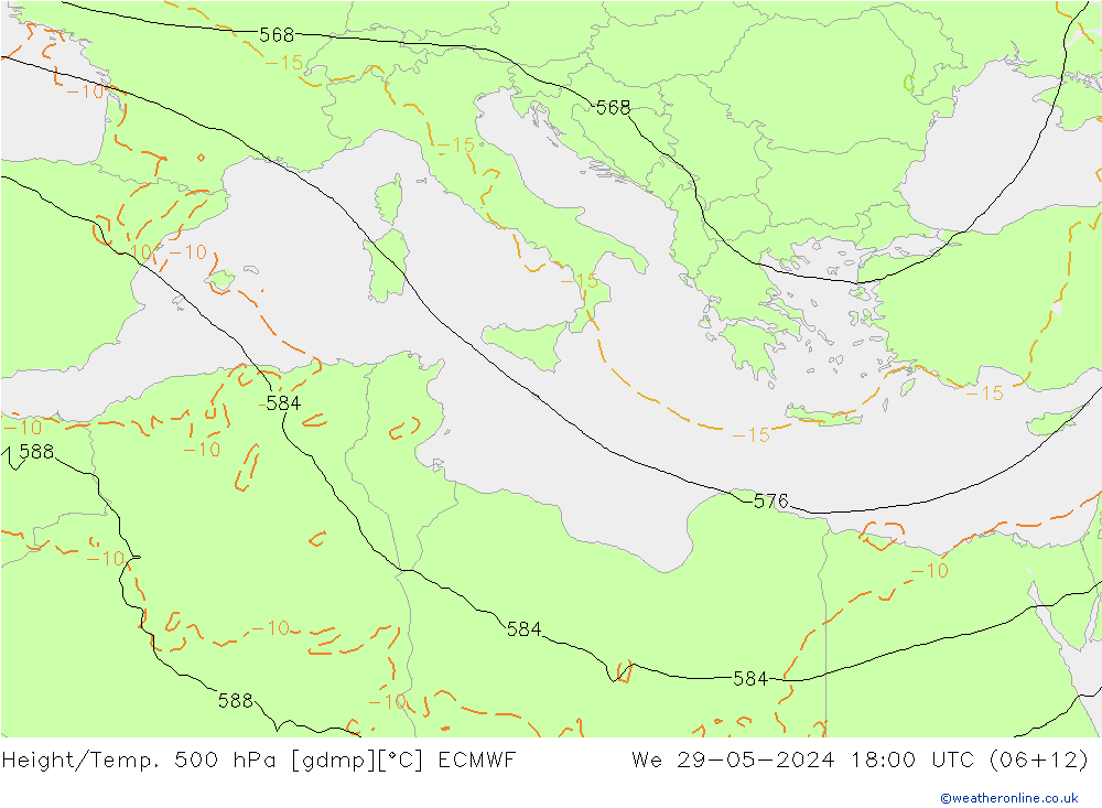 Z500/Rain (+SLP)/Z850 ECMWF St 29.05.2024 18 UTC