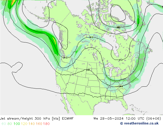 Jet stream/Height 300 hPa ECMWF St 29.05.2024 12 UTC