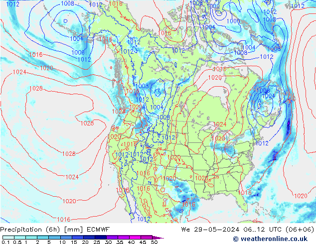 Z500/Rain (+SLP)/Z850 ECMWF We 29.05.2024 12 UTC