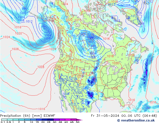 Z500/Rain (+SLP)/Z850 ECMWF Fr 31.05.2024 06 UTC