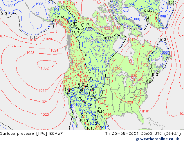 地面气压 ECMWF 星期四 30.05.2024 03 UTC