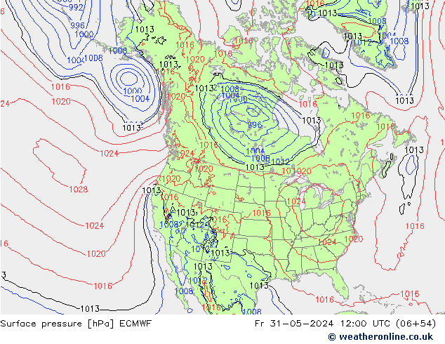 Pressione al suolo ECMWF ven 31.05.2024 12 UTC