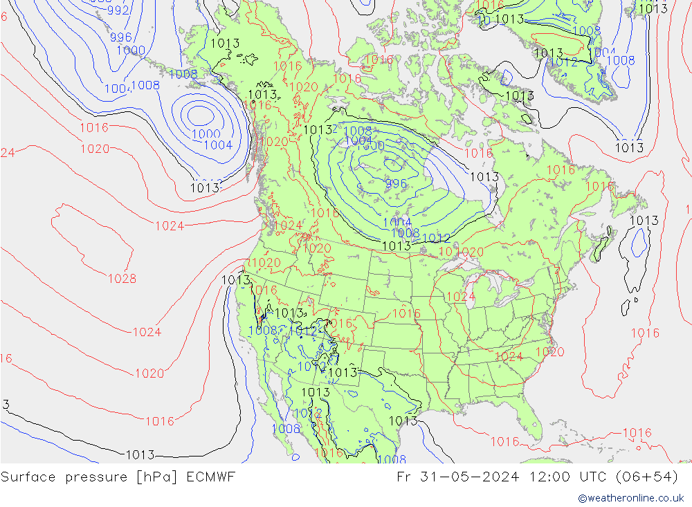 Surface pressure ECMWF Fr 31.05.2024 12 UTC